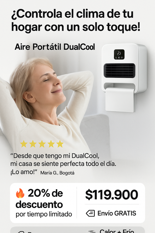 💨 Aire Portátil DualCool – Refresca o calienta al instante